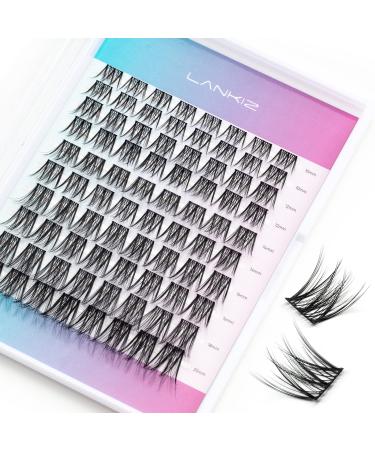 LANKIZ DIY Eyelash Extension,Individual Lash Extensions,80 Cluster, Soft and Lightweight 10-20mm Mix Resuale Wide Band Cluster Lashes for Home use (Hybrid) Hybird