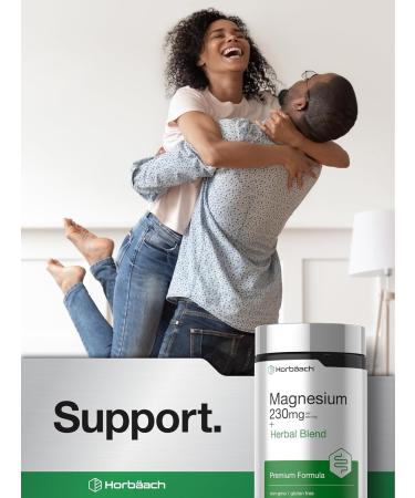 Horbaach Magnesium 230 mg | Plus Herbal Blend | 200 Vegan Capsules | Non-GMO and Gluten Free Supplement - Buy Online on GoSupps.com