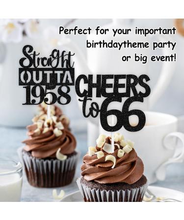 18pcs Black Glitter Dessert Cupcake Pick for Straight Outta 1958 Legend Since 1958 Theme Decor Supplies Men Happy 66th Birthday Party Decoration - Buy Online on GoSupps.com