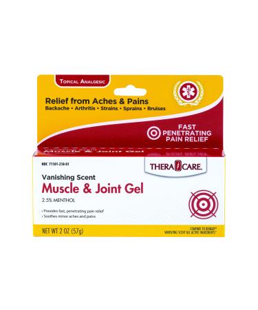 Thera Care Vanishing Scent Muscle & Joint Gel | 2.5% Menthol Relief | Soothes Muscle and Joint Aches | Non-Greasy | 2 oz
