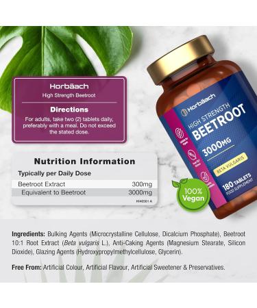Horbaach Beetroot Extract 3000mg 180 Vegan Tablets Beetroot Extract Supplement Nitric oxide Horbach - Buy Online on GoSupps.com