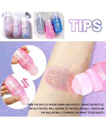Pheral Roll-On Body Glitter Gel | Mermaid Makeup Festival Rave Accessories | Holographic Face Paint & Hair Glitter | Sparkling Body Shimmer for Halloween & Rave Parties (06 Pink) - Buy Online on GoSupps.com