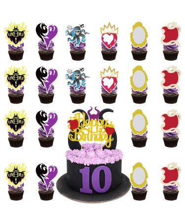 25Pcs Descendant Party Supplies Cake Toppers Cupcake Toppers Birthday Decoration for Boy Girl Birthday Party Supplies