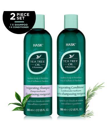 HASK Tea Tree Oil & Rosemary Invigorating Shampoo + Conditioner Set - Color Safe, Gluten-Free, Sulfate-Free - Buy Online on GoSupps.com