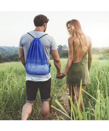 Multipurpose Dark Blue Mesh Drawstring Backpack for Swimming, Gym & Clothes - Buy Online on GoSupps.com