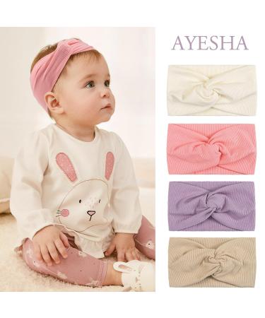 Midodo 8-Piece Baby Turban Set for Girls - 0-3 Months Knitted Hair Bands & Soft Elastic Headbands - Newborn Chopping Bracelet - Stylish & Comfortable - Buy Online on GoSupps.com
