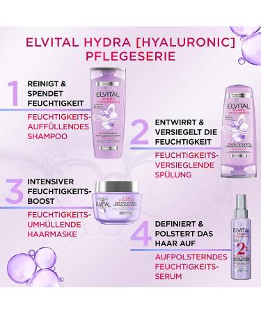L'Or al Paris Elvital Moisturizing Shampoo for Shiny Healthy Hair with Hyaluronic Acid - 300 ml (1 Pack) | Hydration Boost for All Hair Types - Buy Online on GoSupps.com