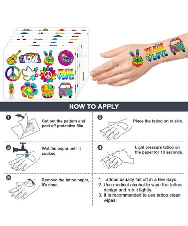60s Tie Dye Temporary Tattoos - 96PCS Hippie Theme Party Decorations and Favors - Buy Online on GoSupps.com