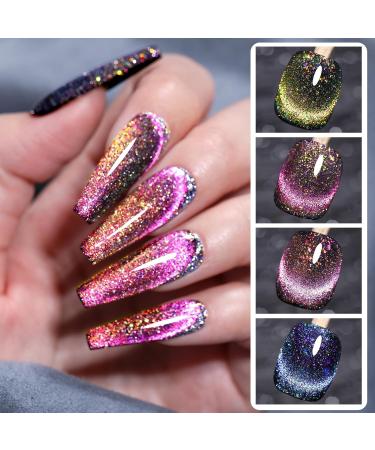 BORN PRETTY 9D Cat Magnetic Eye Gel Nail Polish - 4PCS Reflective Glitter Holographic for DIY Nail Art at Home - Best Manicure Supplies - Buy Online on GoSupps.com