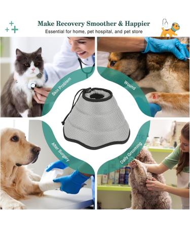 Vavopaw Adjustable Neck Rope Dog Collar | Leak Protection Soft Cone - Breathable & Eco-Friendly - Perfect for Post-Op Recovery - Size L Gray - Buy Online on GoSupps.com