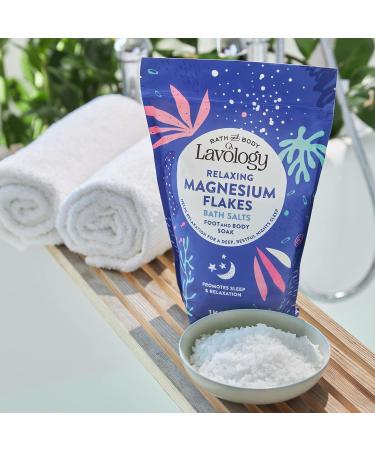Magnesium Flakes Bath Salts 1kg by Lavology - All Natural, Calming & Relaxing Formula - Buy Online on GoSupps.com