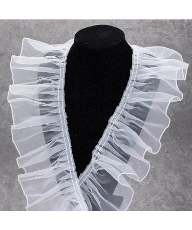 ANCIRS 3 Yards Organza Ruffled Lace Trim for Dress Decoration - White - Buy Online on GoSupps.com