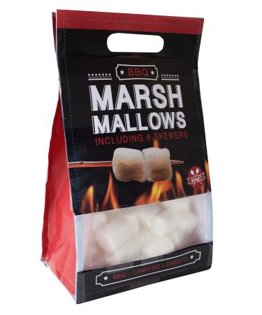 Becky's 300g Marshmallows - Classic Undyed - Includes 6 BBQ Fire Skewers