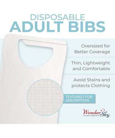 50-Pack White Disposable Adult Bibs for Eating - Large Tie Back Apron Bib for Seniors - Men and Women - Buy Online on GoSupps.com