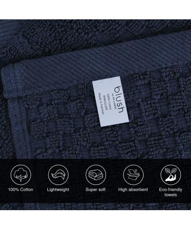 AR LINENS 100% Cotton Wash Cloth Pack of 12 - Soft Face Towel Set | Natural Ring Spun Cotton | 12x12 inches | Brick Design Navy, White & Beige | Bathroom Essentials - Buy Online on GoSupps.com