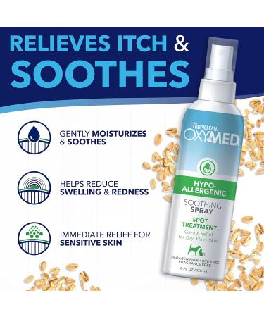 TropiClean OxyMed Hypoallergenic Anti-Itching Spray for Dogs - 236ml | Made in USA | Moisturizing Relief for Allergies & Hot Spots - Buy Online on GoSupps.com