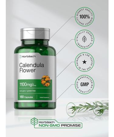 Horb ach Calendula Flower Capsules 1100mg | 180 Count | Marigold Extract | Non-GMO Gluten Free Herbal Supplement - Buy Online on GoSupps.com