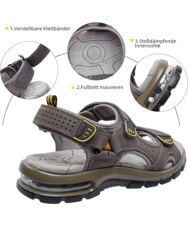 Outpro Men's Waterproof Outdoor Sports Sandals - Lightweight Leather Trekking & Hiking Sandals with Velcro Fastener - Size 45 EU - Perfect for Summer Adventures - Buy Online on GoSupps.com