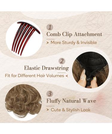 Kamm Clip Short Wavy Ponytail Extension - 22cm Thick Synthetic Hairpiece for Women (Brown & Blonde Mixed) - Buy Online on GoSupps.com