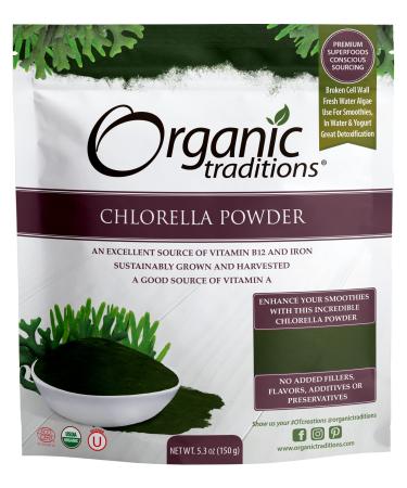 Organic Traditions Chlorella Powder 5.3 oz (150 g)