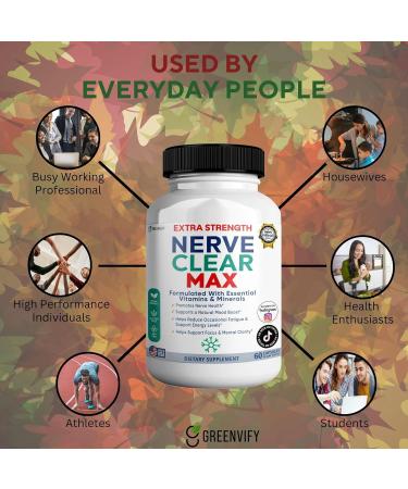 GREENVIFY Nerve Clear Max Extra Strength Essential Vitamins & Minerals Nerve Health Support 60 Capsules 30-Day Supply (3) - Buy Online on GoSupps.com