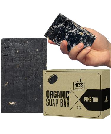 Ness Mens Soap Bar - Pine Tar Scent  Natural Soap For Men With Organic Ingredients  Mens Bar Soap With Essential Oils  Moisturizing Bar Soap For Men  Handmade In The USA  Cruelty Free  Vegan Pine 5 Ounce (Pack of 1)