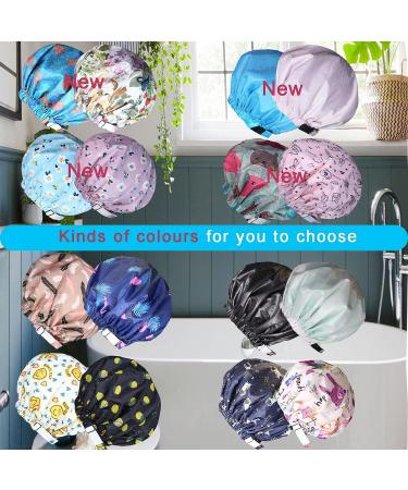 2Pcs Extra Large Waterproof Shower Cap for Women - Machine Washable & Reusable Silky Satin-Lined, Adjustable, Double Layers, Reversible - Buy Online on GoSupps.com