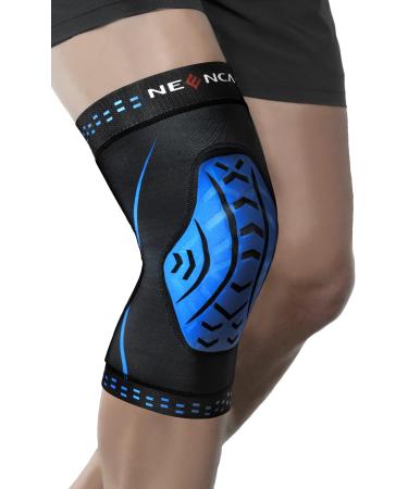 NEENCA Professional Compression Knee Sleeve  Ultra-thin Knee Compression Cuff Relieve Knee Pain for Swelling  Inflammation Athletics Black&Blue X-Large