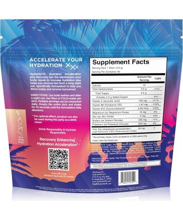 NatureWorks HydroMATE Electrolytes Powder Packets - Pineapple Hydration Accelerator Low Sugar 30 Count - Tropical Pina Colada Flavor - Perfect for Recovery & Party Favors - Buy Online on GoSupps.com