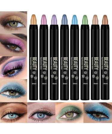 Eyeshadow Stick - Cream Eye Shadow | Eyeshadow Stick Makeup |8 Glitter Eyeshadow Pencil | Matte Cream Eye Shadow |Smudge-Proof Eyeshadow Sticks Ultra Creamy Lightweight For Makeup - Buy Online on GoSupps.com