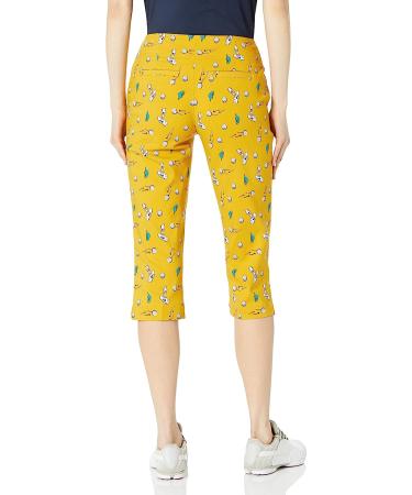 IZOD Women's Golf Stretch Capri Pant | 10 Nugget Gold Print | Pockets Included - Buy Online on GoSupps.com