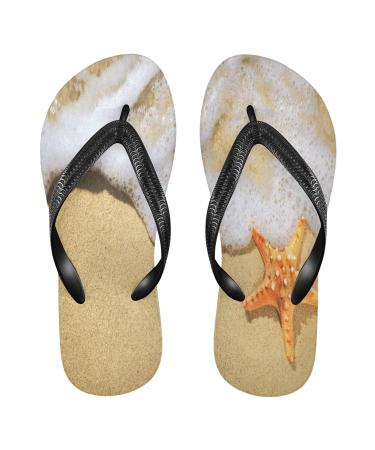 Mnsruu Sea Star Yellow Starfish Flip Flops for Home Hotel Spa Bedroom Travel XXL for Men Women XX-Large