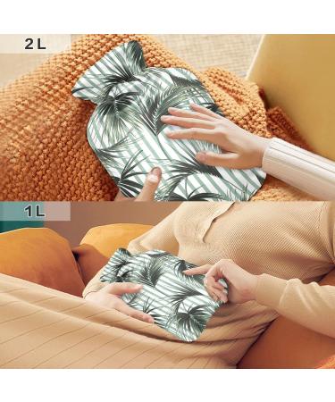 Hot Water Bottle 2L with Tropical Palm Cover - Pain Relief & Winter Hand Feet Warmer - Buy Online on GoSupps.com