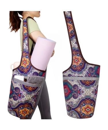 ULTLAT Yoga Mat Bag Practical Tote Carrier, Large Side & Zipper Pocket Holds More Yoga Accessories, Fit Most Size Mats for Yoga Lovers Ancient Totem