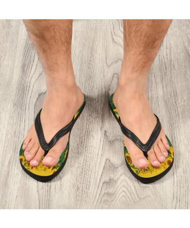 Mnsruu Floral Sunflower Flip Flops - XL Comfortable Footwear for Home Hotel Spa & Travel | Unisex Design - Buy Online on GoSupps.com