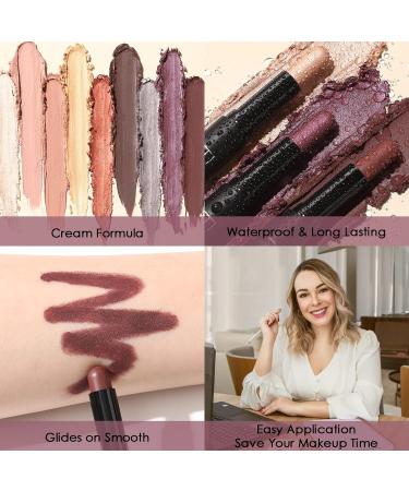 FOCALLURE Cream Eyeshadow Stick Set - 3 Pcs Shimmer Pencil Crayon | High Pigmented & Waterproof Eye Shadow | Vie En Rose - Buy Online on GoSupps.com