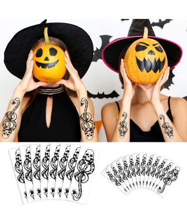 Zayvor Halloween Death Eater Tattoo Set - Mamba Skull Snake Temporary Mark for Adult & Kids Costume - 8 Large and 12 Small Tattoos Included - Buy Online on GoSupps.com
