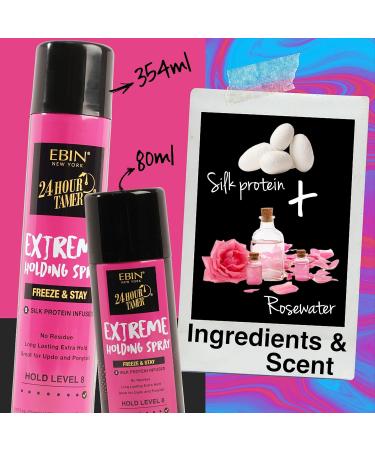 EBIN NEW YORK 24 Hour Tamer Intense Holding Spray - Freeze & Stay 1.94oz/ 80ml | Tames Frizz & Flyaway Gives High Shine & Volume All Day Hold 1.94 Fl Oz (Pack of 1) Extreme - Buy Online on GoSupps.com