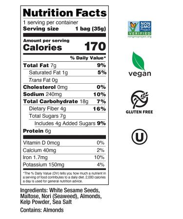 Seapoint Farms Seaweed Crisps Almond Sesame 1.2 oz. (Pack of 12) | Vegan, Gluten-Free, Kosher, Non-GMO Healthy Snack - Buy Online on GoSupps.com