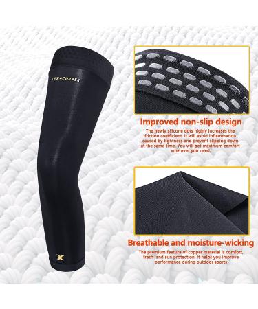 Thx4COPPER Full Leg Compression Sleeves - Knee Stabilizer Brace for Running, Basketball, Cycling - Men & Women (Pair) - Buy Online on GoSupps.com