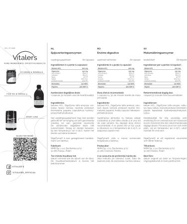  Vitaler's Digestive Enzymes - 60 Capsules Vegan 2 Month Supplement No Preservatives Pure Composition - Buy Online on GoSupps.com