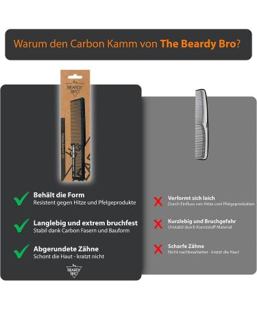 The Beardy Bro Men's Carbon Comb - Shatterproof Premium Styling Comb for Men Beard & Hair - Hairdressing Comb Medium Coarse Teeth - Antistatic Styling Hair Comb Coarse with Handle - Buy Online on GoSupps.com