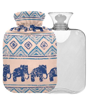 Naanle stripes elephant ethno hot water bottle with reference heat and cold therapy Transparent hot water bottle 2l large hot hot water bottle for bed hand feet heat pain relief