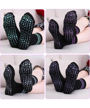 Newofview Non-Slip Yoga Socks for Women | 4 Pairs Anti-Slip Pilates & Sports Socks (Sizes 37-42) - Perfect for Home Hospital & Dance Workouts - Buy Online on GoSupps.com