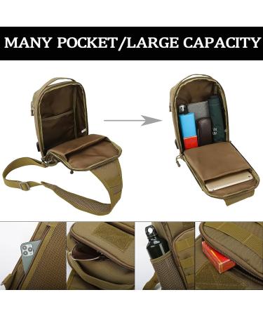 Valinov Tactical Shoulder Bag with USB Charging Port - Black | Military Sling Daypack - Buy Online on GoSupps.com