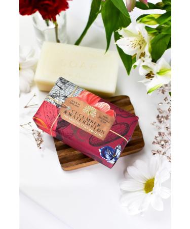 The English Soap Company Cucumber & Watermelon Anniversary Collection Wrapped Soap Bar 190g - Buy Online on GoSupps.com