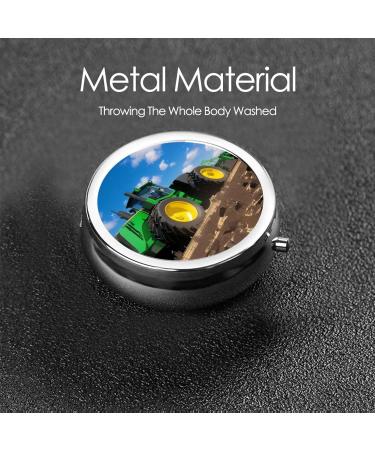 Tractor Farm Portable Metal Pill Box - Round Mini 3-Compartment Travel Organizer | Hinged Design for Small Pills - Must-Have Travel Accessory - Buy Online on GoSupps.com