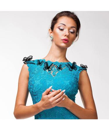 20pc Butterfly Lace Applique Embroidery Patches - Double Layer Organza Design for Wedding Dress, DIY Crafts - Black - Buy Online on GoSupps.com