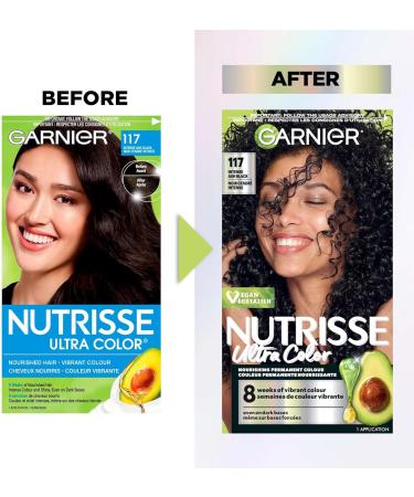 Garnier Nutrisse Ultra Color Permanent Hair Dye Vibrant Long-Lasting Colour Vegan Formula Nourished Hair Protects Hair Against Dryness 117 Intense Ash Black 1 Application Packaging May Vary BLACK/BLUE SHADES 117 Intense Ash Black - Buy Online on GoSupps.com