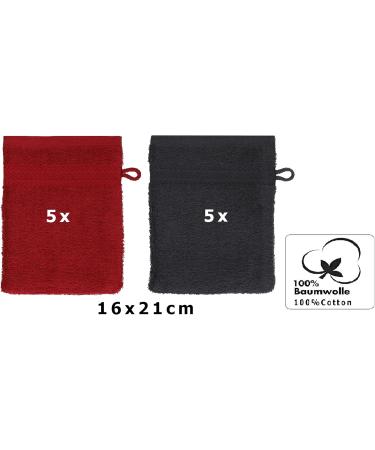 Buy Betz 10-Piece Premium 100% Cotton Wash Gloves Set | Ruby Red & Graphite | International Shipping Available - Buy Online on GoSupps.com